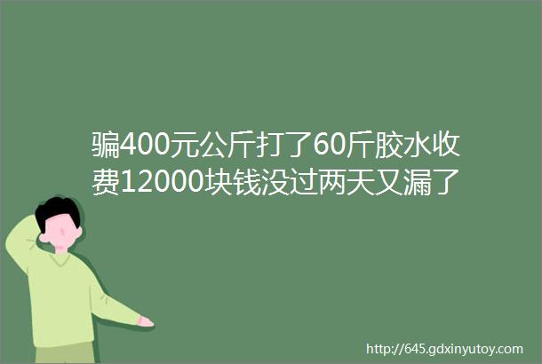 骗400元公斤打了60斤胶水收费12000块钱没过两天又漏了合同保修10年联系不上